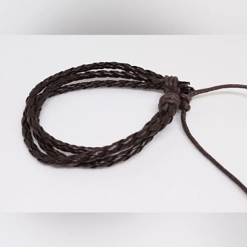 Men's bracelet‎ leather braided layered jewelry new d88